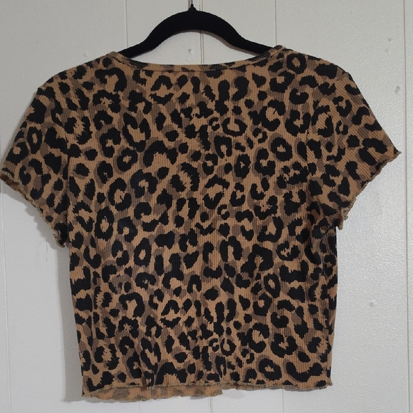 Awake Leopard Ribbed Crop Top - Brown & Black - Picture 2 of 3